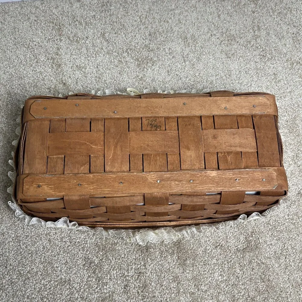 HTF Longaberger 1989 Bread Basket, Liner, Plastic Insert, Bread Brick w/Receipts